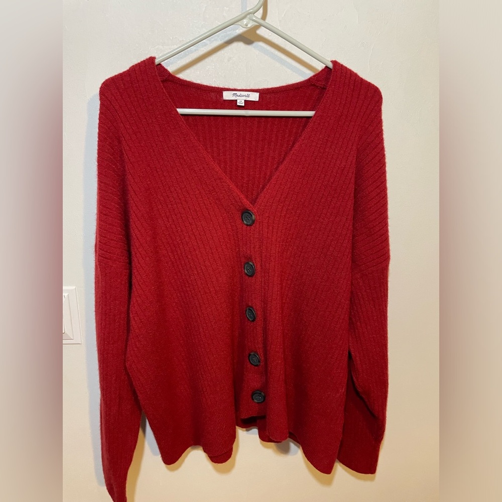 Madewell 2xl v neck button down cardigan sweater maroon plus size